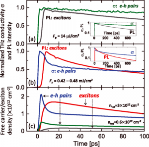 Efficient formation of excitons in a dense electron-hole plasma at room temperature